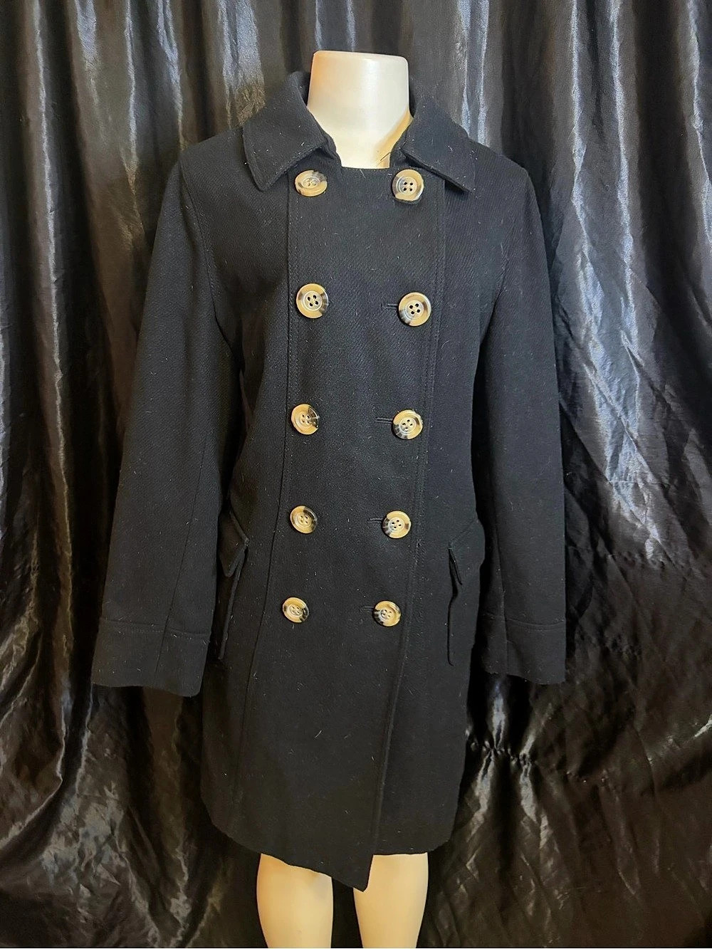 Old Navy Classic Wool-Blend Peacoat Women's Large Black